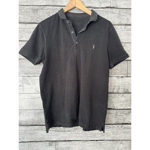 ALLSAINTS Vidal Short Sleeve Polo Shirt Men's Size M Jet Black